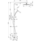 Quadro Twin Shower, Hand Shower With Overhead Rain Shower In Black